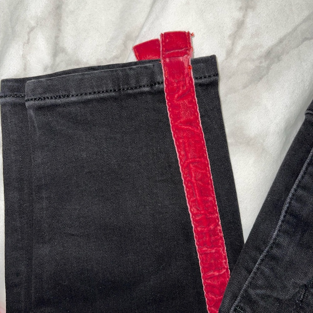 Zara Black Jean with Red Velvet Stripe. Size US 4/EUR 36. Excellent condition - Picture 4 of 5